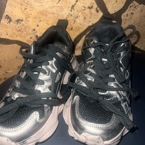 Women's Black and Silver Sneakers
